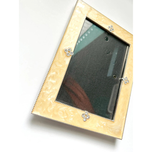 Modern Style <b>Metal</b> & Resin Photo <b>Frame</b> Tabletop Shiny Yellow Finish Rectangle Shape Home Living Room Decorative <b>Frame</b> For Table - Product Image 3