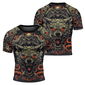 New Designs Custom Printed Long Sleeve jitsu kimono Rash Guard <b>Compression</b> <b>Shirt</b> MMA Base Layer Boxing Rash Guard - Product Image 3