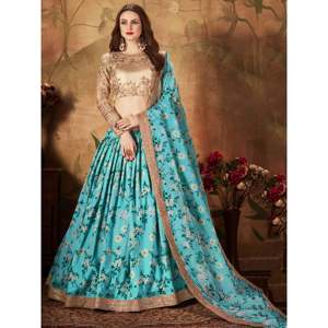 Hermoso cielo azul Sabyasachi Floral Digital Impreso Organza Party Wear Lehenga Choli - Product Image 2