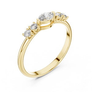 Bague de fiançailles en or jaune avec sept pierres de moissanite taille marquise pour femme, bague minimaliste pour mariage, anniversaire ou promesse - Product Image 4