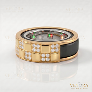 Anillo de Lujo de Plata de Ley 925 Sólida con Pavé de Moissanita a Cuadros, Cubierta de Anillo Oura Brillante, Elegante Accesorio de Joyería para el Uso Diario Refinado - Product Image 4