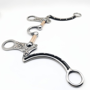 Mordedor para Caballos de Acero Inoxidable, Tubo de Cobre Giratorio para Corrección Articular, Diseño Creativo en Forma de Mejilla Completa, Incrustaciones de Cobre Blanco en Forma de Flor - Product Image 3