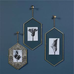 Custom Wholesale Gold Metal Hexagon Wall Hanging <b>Photo</b> <b>Frame</b> Clear Glass <b>Floating</b> <b>Frame</b> for Home Decoration | Modern <b>Photo</b> <b>Frame</b> - Product Image 1