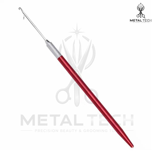 Slim Red Handle Micro Ring Hair Extension <b>Threader</b> Latch Hook <b>Needle</b> Holder Tool Set For Salon Weaving Fitting Hardware - Product Image 2