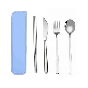 Couverts en acier inoxydable plaqué argent avec baguettes Impressionnant ensemble de couverts royaux vintage avec poignée simple avec kit de voyage - Product Image 1