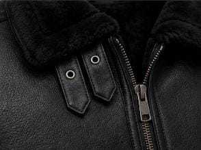 Chaqueta de Motero de Cuero Genuino para Hombre, Cuello Alto, Cierre de Cremallera, Forro de Piel Sintética, Estilo Invernal - Product Image 4