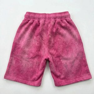Ensemble de survêtement rose en velours personnalisé pour homme, brodé, style streetwear, en molleton doux, avec short et sweat à capuche - Product Image 5