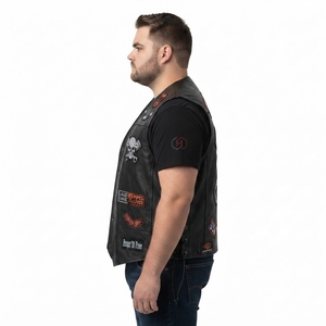 Chaleco de Motociclista para Hombre, de Cuero Genuino, Talla Grande, Bordado a Máquina - Product Image 3