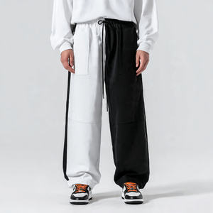 Pantalon de survêtement ample pour homme, en polaire, pour l'hiver, style jogging, avec cordon de serrage à la taille et jambes larges - Product Image 2