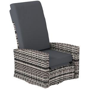 Poltrona Reclinabile Girevole in Vimini Grigio Resistente all'Acqua con Poggiapiedi Sollevabile e Rotazione a 360° - Product Image 1