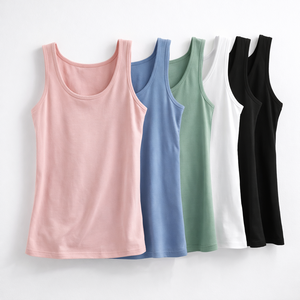 Women's Casual Embroidery <b>Camisoles</b> Lightweight Summer Breathable Solid Color Eco-Friendly 100% Cotton Tank <b>Tops</b> Customized - Product Image 3