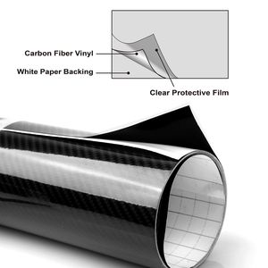 7D High Gloss Black Carbon Fiber Vinyl Wrap Film <b>Roll</b> <b>Bubble</b> Free Air Release for Cars Laptops Phones - Product Image 3
