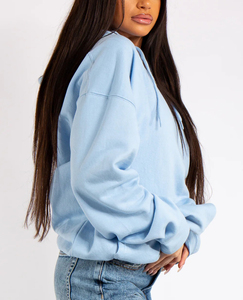 Custom <b>Drop</b> Shoulder Heavyweight Polyester/Cotton Fleece Acid Wash Front New Arrival Oversize Women's Hoodies Long Sleeve - Product Image 4