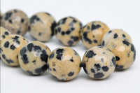 Bracelet de cheville en jaspe dalmatien naturel à facettes pour femme, 15 pouces, crème et noir, marque AMARA, vente en gros de pierres précieuses