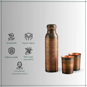 Bouteille d'eau écologique à double paroi en cuivre pur avec couvercle anti-fuite pour une hydratation quotidienne à la maison, au bureau, à la salle de sport, en voyage - Product Image 4
