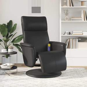 Fauteuil inclinable de massage en similicuir noir avec structure en métal et contreplaqué - Product Image 3