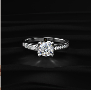 Anillo de Lujo con Diamante Cultivado en Laboratorio de 0.5 Ct, Corte Redondo, Diseño Floral con Pavé, Certificado IGI, Color D a F, Claridad VVS1, Joyería Nupcial - Product Image 1