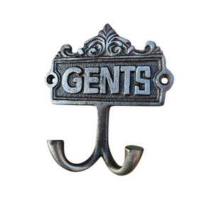 Heavy Duty Rustic Metal Gents Sign <b>Wall</b> Mounted Double Hook Vintage Industrial Style Coat <b>Hanger</b> for Mudroom Office Hotel - Product Image 1