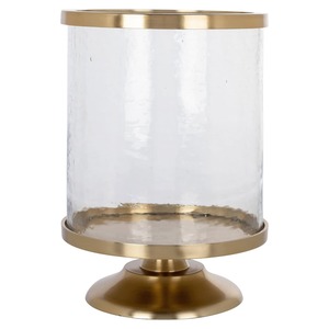 Portavelas de Vidrio Cilíndrico con Base de Latón, 40 cm de Altura, 28.5 cm de Diámetro, Decoración Duradera para el Hogar - Product Image 2