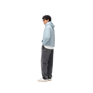 Custom Light Blue Hoodie Heavyweight Cotton Oversized Drop Shoulder <b>Pullover</b> <b>Men</b> Blank Streetwear Fleece - Product Image 2