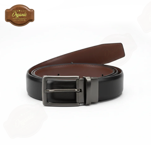 Cinturón de Cuero Vacuno Genuino de Primera Calidad con Hebilla de Acero Plateado y Cierre Automático – Cinturón Impermeable para Hombre, Estilo Casual y de Negocios - Product Image 3