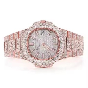 Montre mécanique automatique en or rose pour femmes, bracelet en acier inoxydable de luxe avec diamants - Product Image 4