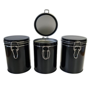 Airtight Metal Kitchen Storage Jar Container Glossy <b>Black</b> Food <b>Canister</b> with Wire Clamp Lid Lock for Coffee Tea Sugar Beans Jars - Product Image 1