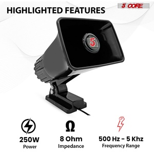 Altavoz de Bocina PA de 250W y 8 Pulgadas HW 508 BLK de 5 Núcleos y 8 Ohmios para Interiores y Exteriores con Sonido Potente - Product Image 3
