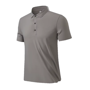 Chemises tissées décontractées à manches courtes et fermeture éclair pour hommes, couleur unie, séchage rapide, anti-plis, respirantes, avec logo personnalisé pour équipe - Product Image 3