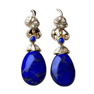 Pendientes colgantes de plata a la moda con lapislázuli Colección de mujer del fabricante de joyas al por mayor Directo de la fuente - Product Image 1