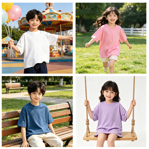 เสื้อยืดเด็กโอเวอร์ไซส์ OEM 2026 ขายดี รุ่นยูนิเซ็กซ์ สกรีนโลโก้ได้ ผ้าฝ้าย 100% แขนสั้น ทรงหลวมไหล่ตก - Product Image 3