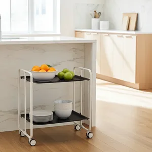 Chariot utilitaire multifonctionnel en métal fait main de qualité export, au design industriel contemporain, avec étagères spacieuses et robustes - Product Image 3