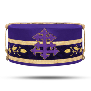 Chapeau de cérémonie en velours bordeaux brodé à la main, durable, respirant, 100 % coton, pour adultes, idéal pour les fêtes et les événements extérieurs, à prix abordable, pour la franc-maçonnerie. - Product Image 1