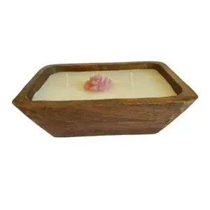 เทียนหอมทรงยาวสีขาวมินิมอล ตกแต่งด้วยไม้ธรรมชาติ สำหรับตกแต่งโต๊ะสไตล์โมเดิร์นรัสติก - Product Image 2