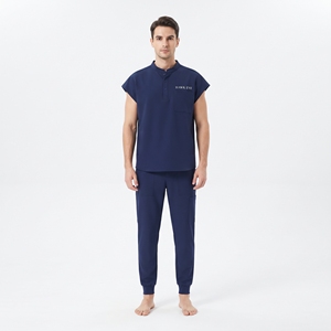 Ensemble de blouses et pantalons unisexes Hawk Eye bleu marine en coton et polyester tricoté – Tenue d'hôpital confortable et respirante - Product Image 6