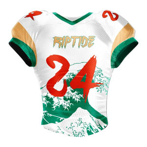 Maillot de football américain personnalisé en usine, imprimé par sublimation, pour équipes sportives, manches courtes, léger, en polyester, fournisseur OEM - Product Image 1