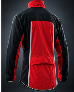 Men's <b>Red</b> Black Color Blocking Windproof Quick Dry Breathable Streetwear Windbreaker <b>Jacket</b> <b>Hooded</b> Zipper Closure - Product Image 3