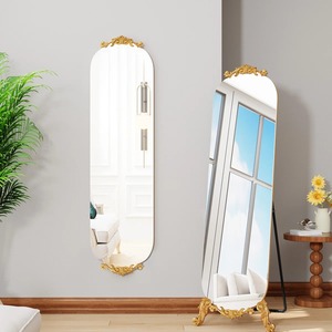 Miroir sur pied sans cadre élégant avec base au design épuré, indispensable pour la chambre, alliant fonctionnalité et décoration, utilisations tendance. - Product Image 6