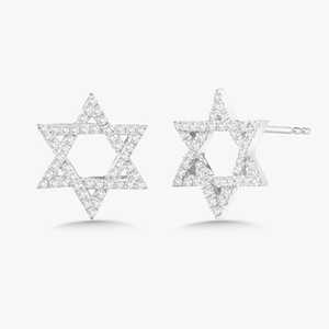 14K 18K Gold <b>Round</b> Cut Lab Grown Diamond Star Stud Earring Pave Hexagram Star of David Religious Earring Wholesale Factory Price - Product Image 3