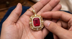 จี้รูปปีกคริสเตียนสีแดงทับทิม ประดับเพชร งานละเอียดอ่อนสำหรับเจ้าสาว ชุบทอง 18k เงินแท้ 925 สไตล์ยุโรป - Product Image 4