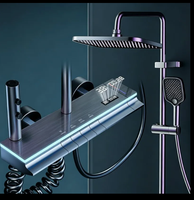 Ensemble de douche mural numérique en laiton pour salle de bain avec effet cascade