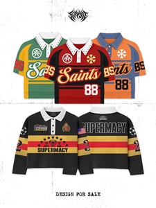 Polo de Manga Larga para Hombre Victory, Diseño Deportivo con Estampado Digital, Tejido Transpirable de Poliéster, Rojo y Negro, en Venta - Product Image 2