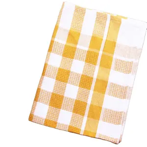 豪华吸水网格100棉麻厨房毛巾素色茶巾亚麻茶巾散装出口商在印度。