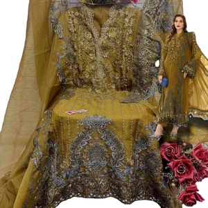 Nouvelle collection de salwar pour femmes, style islamique, en soie georgette, broderie fantaisie, travail de séquence, multicolore, prix bas - Product Image 1