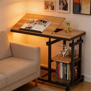 Tavolino a C Regolabile in Altezza, Tavolo Laterale Mobile per Casa e Ufficio, Tavolino da Caffè per Piccoli Spazi, Scrivania per Computer - Product Image 3