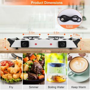 Portable 2000W <b>Electric</b> Dual <b>Burner</b> Hot Plate Stove RV Countertop Hotplate with 5 Temperature Adjustments - Product Image 2