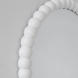 Espejo de pared artesanal con marco de madera tallada Smart Art, marco decorativo semicircular blanco de MDF, decoración moderna para la sala de estar. - Product Image 4