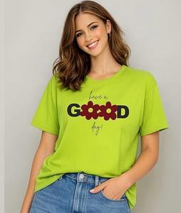 T-shirt décontracté à col rond et manches courtes pour femme, coupe ample, en jersey tricoté, couleur unie, imprimé lettres, printemps-été - Product Image 4