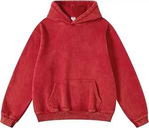 Custom Regular Fit 420gsm Polyester/Cotton French Terry Eco-Friendly Acid Washed Snow Wash Distressed Hoodie Sweatshirt Men - Product Image 1