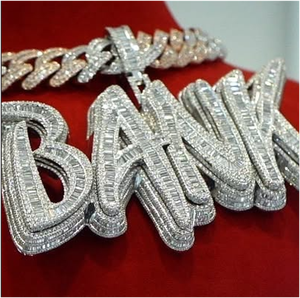 Colgante de Letra Personalizado de Hip Hop con Moissanita, Plata 925, Inicial de Nombre, Joyería Personalizada para Hombre y Mujer, Chapado en Oro, Certificado GRA - Product Image 1